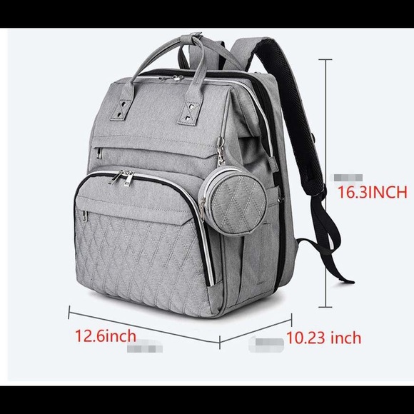 Diaper Bag Black Diaper bag Backpack with Changing Station/ built-in bassinet - Picture 12 of 16